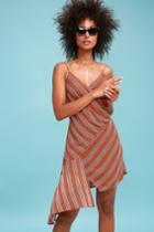 Trip To Tulum Rust Orange Striped Midi Dress | Lulus
