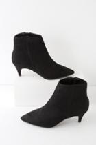 Qupid Paola Black Suede Pointed Toe Ankle Booties | Lulus