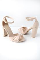 Carly Nude Suede Ankle Strap Heels | Lulus