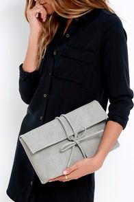 Lulu*s Tying To See Ya Light Grey Clutch