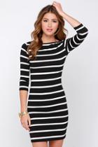 Lulus Heir Lines Black Striped Dress