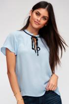 Committed To Love Light Blue Short Sleeve Top | Lulus