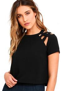 Lulus Uptown Doll Black Crop Top