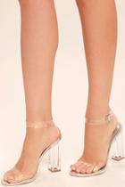 Cape Robbin Clear To See Silver Lucite Heels