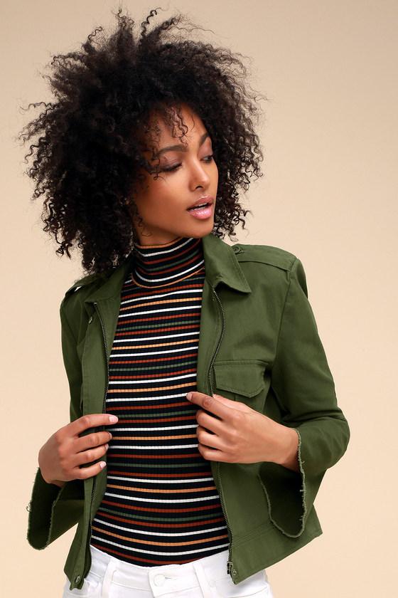 Bb Dakota Jennie Olive Green Cropped Jacket | Lulus