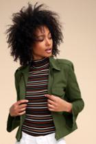 Bb Dakota Jennie Olive Green Cropped Jacket | Lulus