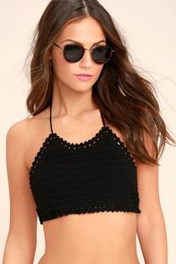 Elizabeth Jane Aisling Black Crochet Bikini Top