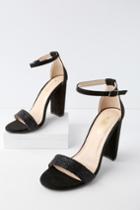 X2b Amina Black Suede Rhinestone Ankle Strap Heels | Lulus