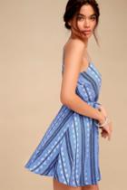 Ready, Set, Geo Blue Print Wrap Dress | Lulus