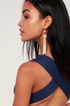 Dorsett Beige And White Beaded Tassel Earrings | Lulus
