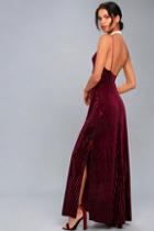 Lulus Studio Lounge Burgundy Velvet Sequin Maxi Dress