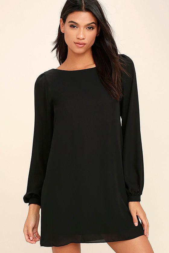 Lulus | Status Update Black Shift Dress | Size X-small | 100% Polyester