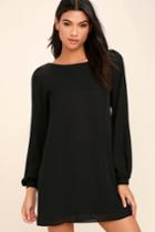 Lulus | Status Update Black Shift Dress | Size X-small | 100% Polyester