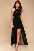 Lulus My Beloved Black Lace Maxi Dress