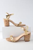 Savi Gold Cork Ankle Strap Heels | Lulus