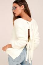 Lulus Weekend In Aspen Ivory Backless Sweater Top