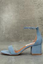Steve Madden Irenee Light Blue Nubuck Leather Ankle Strap Heels | Lulus