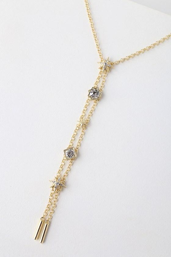 Tereza Gold Rhinestone Star Drop Necklace | Lulus