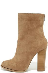 X2b Life's Luxuries Taupe Suede Mid-calf High Heel Boots
