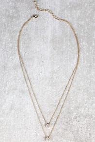 Lulus Incantation Gold Rhinestone Layered Necklace