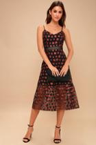 Jack By Bb Dakota Magic Hour Black Floral Embroidered Midi Dress | Lulus