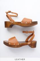 Willy Cognac Leather Open-toe Clog Sandal Heels | Lulus