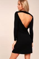 Lulus | Kiss And Tell Black Long Sleeve Backless Dress | Size Large