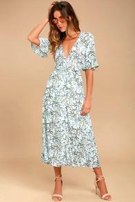 Somedays Lovin' Woodland Days Light Blue Floral Print Midi Dress