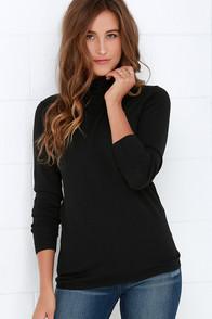 Lulus Comin' Up Cozy Black Turtleneck Sweater