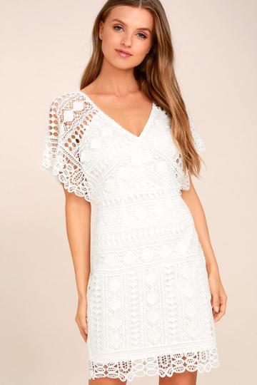 First Kiss White Lace Dress | Lulus
