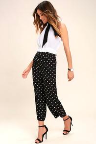 Lulus Hollaback Black And White Polka Dot Culottes