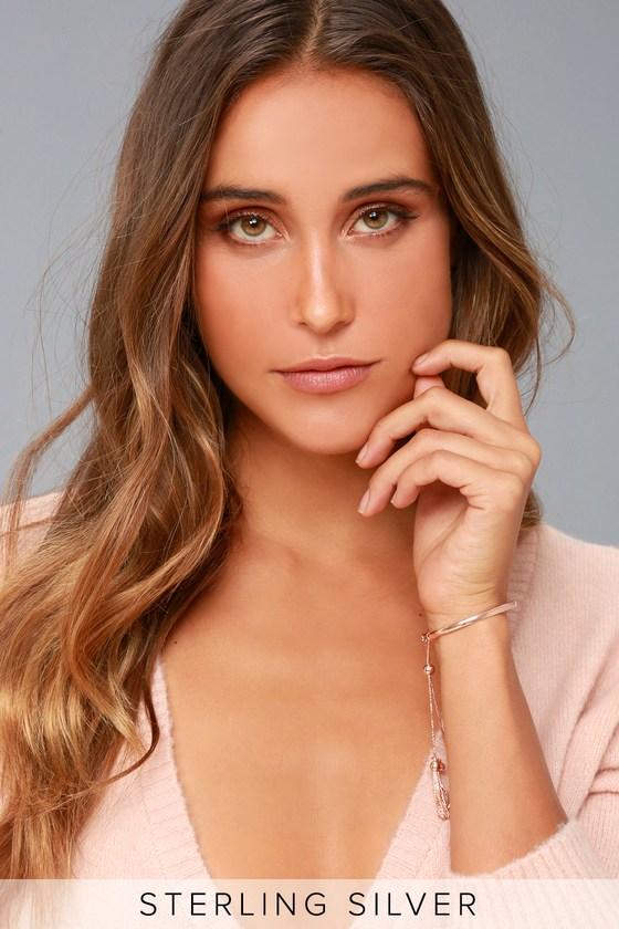 Lulus | Dazzle And Delight Rose Gold Tassel Bracelet