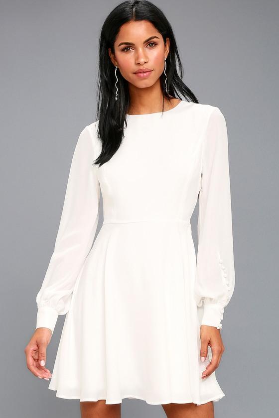 Sadie May White Long Sleeve Dress | Lulus