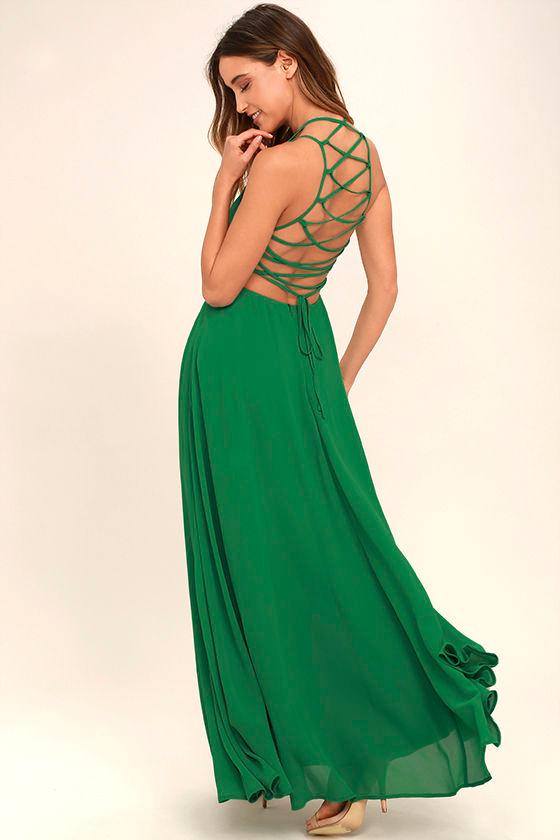 Lulus | Strappy To Be Here Green Maxi Dress | Size X-small | 100% Polyester