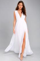 Lulus | Heavenly Hues White Maxi Dress | Size Large | 100% Polyester