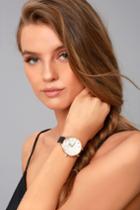 Lulus | All The Time Rose Gold And Black Watch | Vegan Friendly