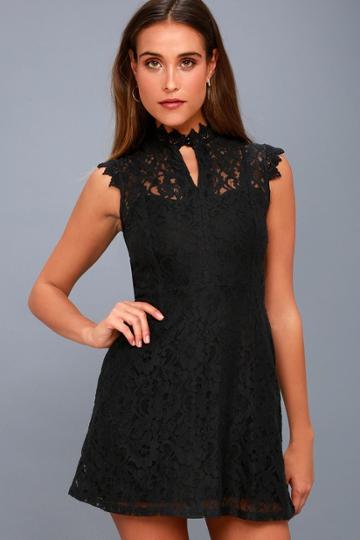 Obey | Rapture Black Lace Sleeveless Dress | Size X-small | Lulus