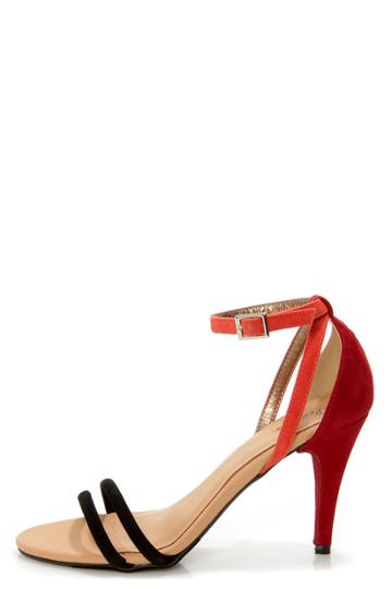 Promise Delma Black Multi Color Block High Heel Sandals