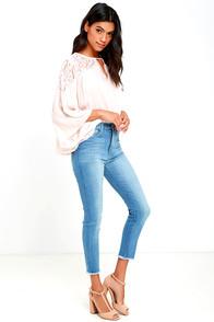 O2 Denim Foxy Light Wash High-waisted Cropped Skinny Jeans