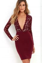 Swoon-er Or Later Burgundy Long Sleeve Lace Dress | Lulus