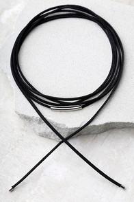 Lulus Tell Your Friends Black And Silver Wrap Necklace