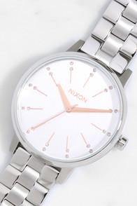 Nixon Kensington Silver And Light Gold Crystal Watch