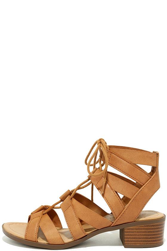 City Classified Arielle Tan Lace-up Sandal Heels | Lulus