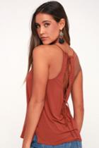 Rvca Teller Rust Red Lace-up Tank Top | Lulus