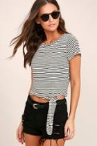 Lulus Classic Composition Black And White Striped Crop Top