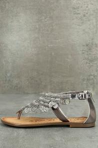 Naughty Monkey Naughty Monkey Brave Heart Pewter Leather Sandals