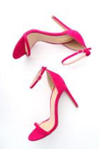 Angie Fuchsia Suede Ankle Strap Heels | Lulus