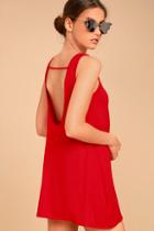 Lulus There She Goes Red Backless Swing Dress