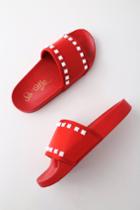 So Me Rebel Red Studded Slide Sandals | Lulus