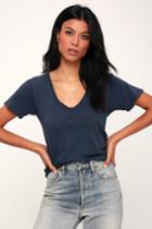 Project Social T The Softest Washed Navy Blue V-neck Tee | Lulus
